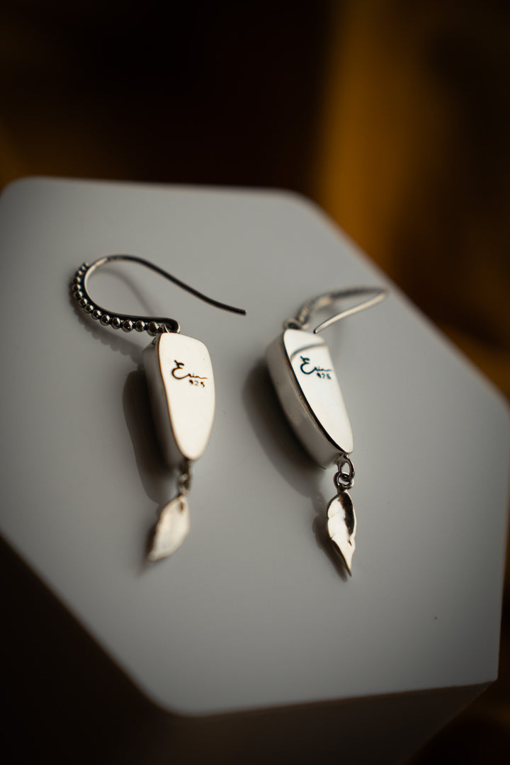 Carico Lake Turquoise Sterling Silver Leaf Earrings