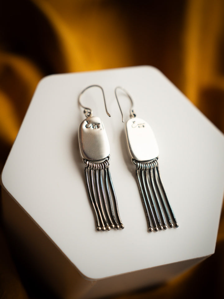 White Buffalo Sterling Silver Fringe Earrings