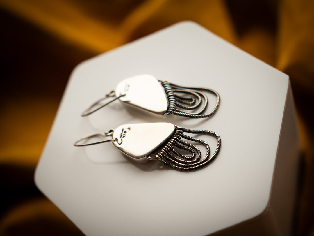 White Buffalo Sterling Silver Fringe Earrings