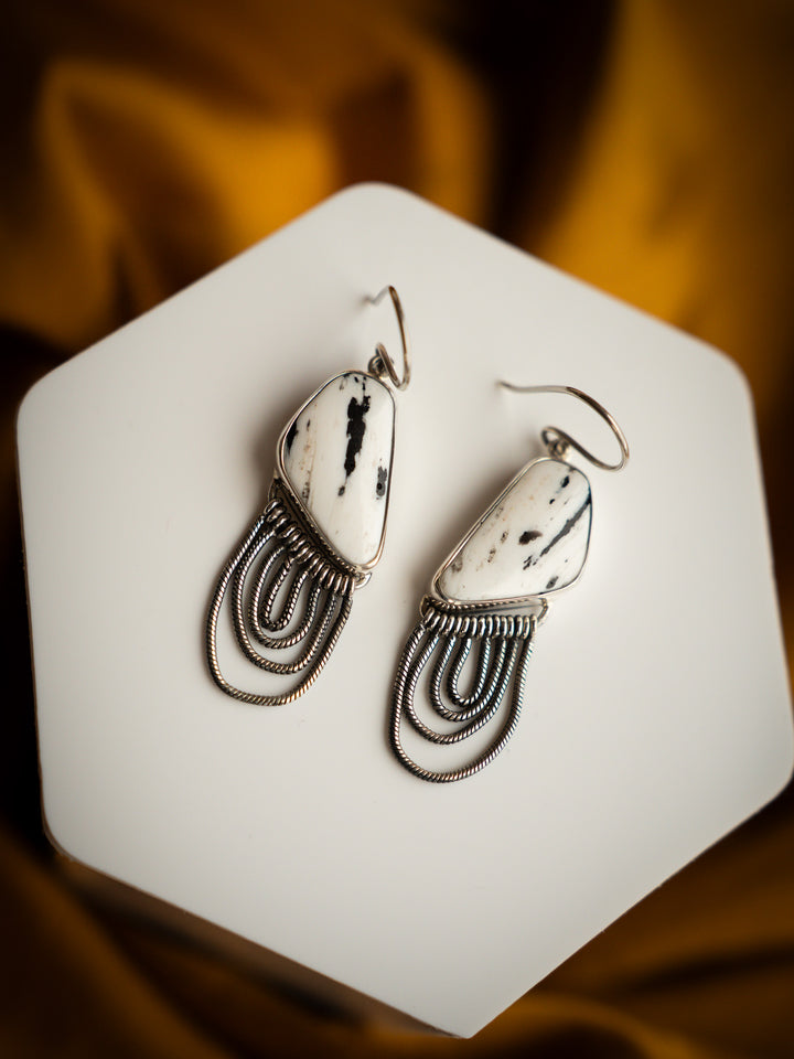 White Buffalo Sterling Silver Fringe Earrings