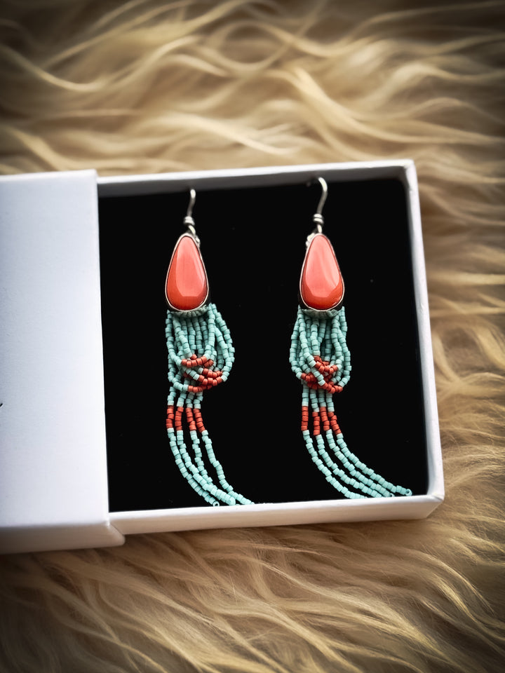 Rosarita & Turquoise Fringe Earrings