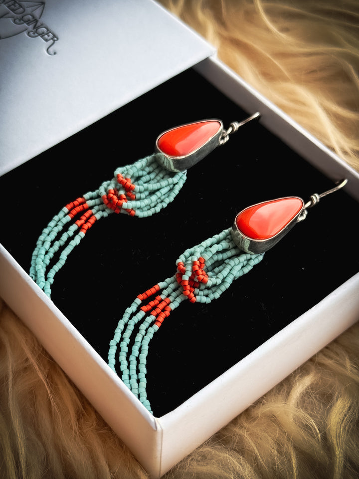 Rosarita & Turquoise Fringe Earrings