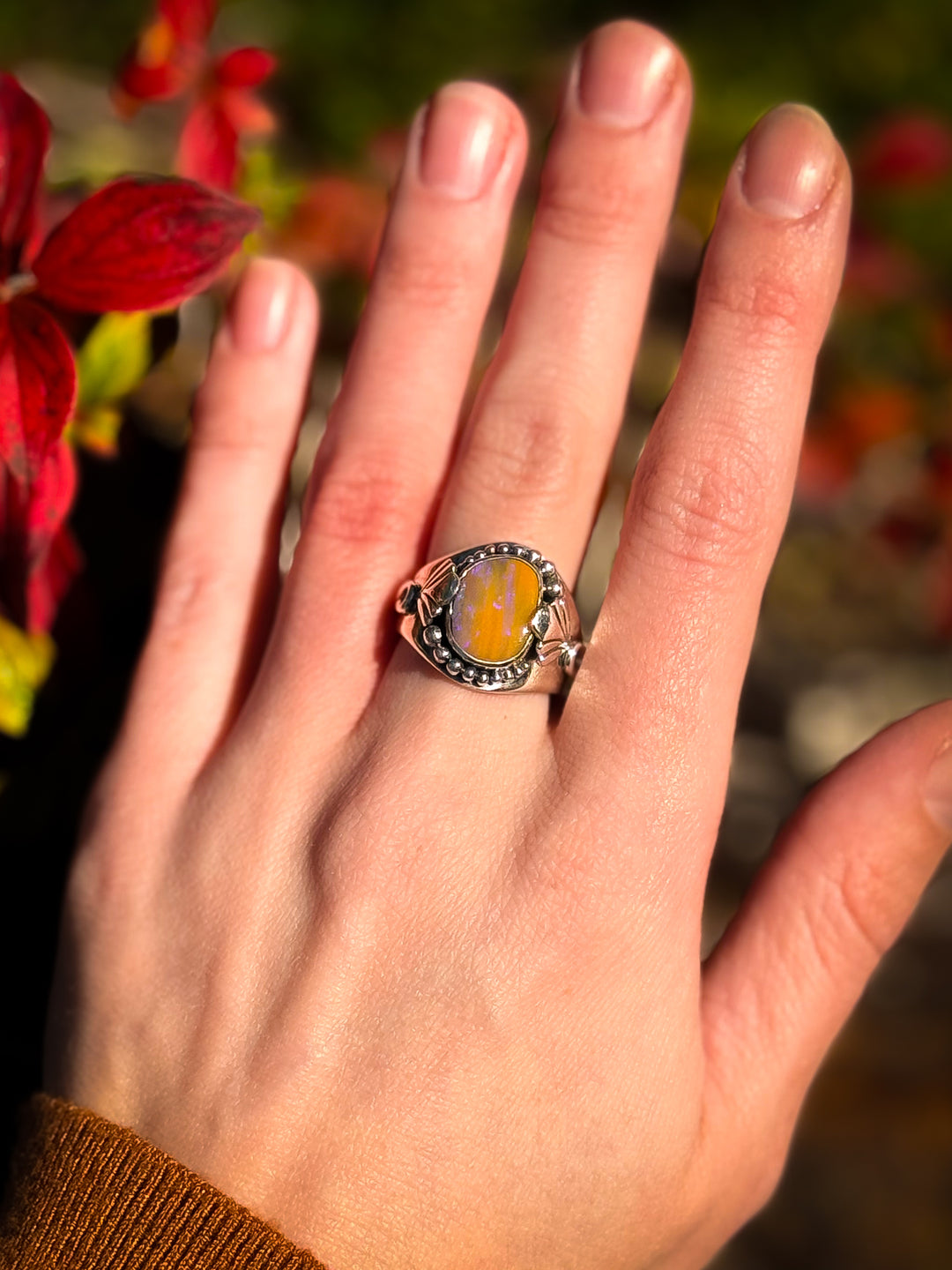 Australian Boulder Opal Ring- Dawn