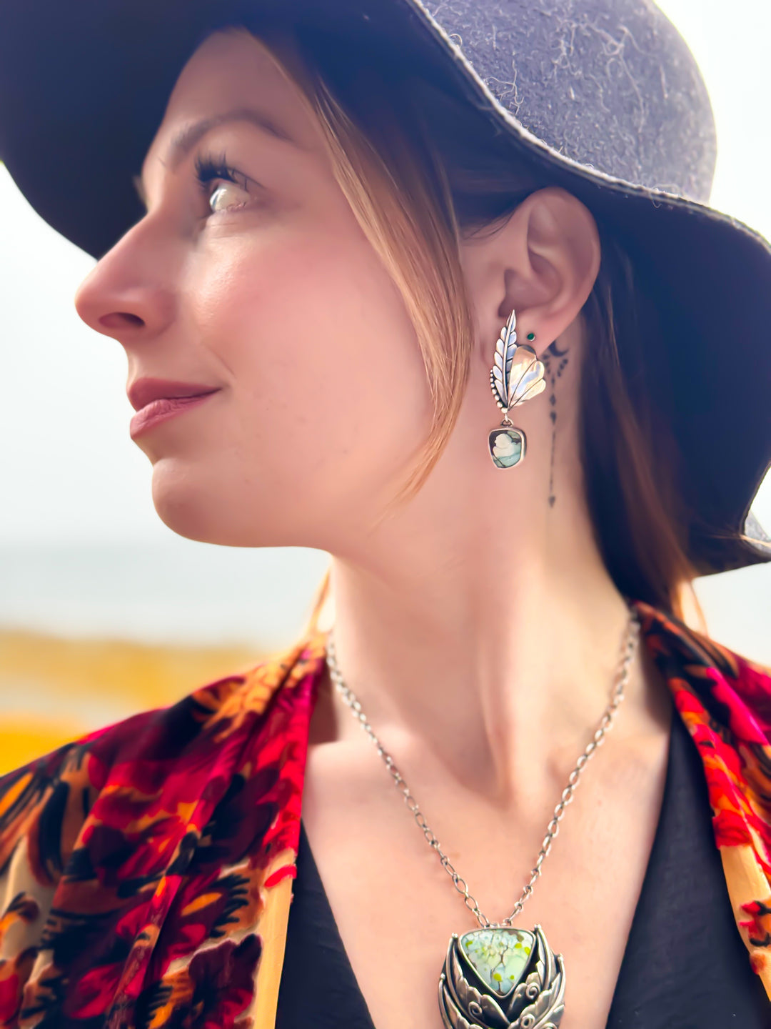 Fairy Wing Gobi Turquoise Earrings
