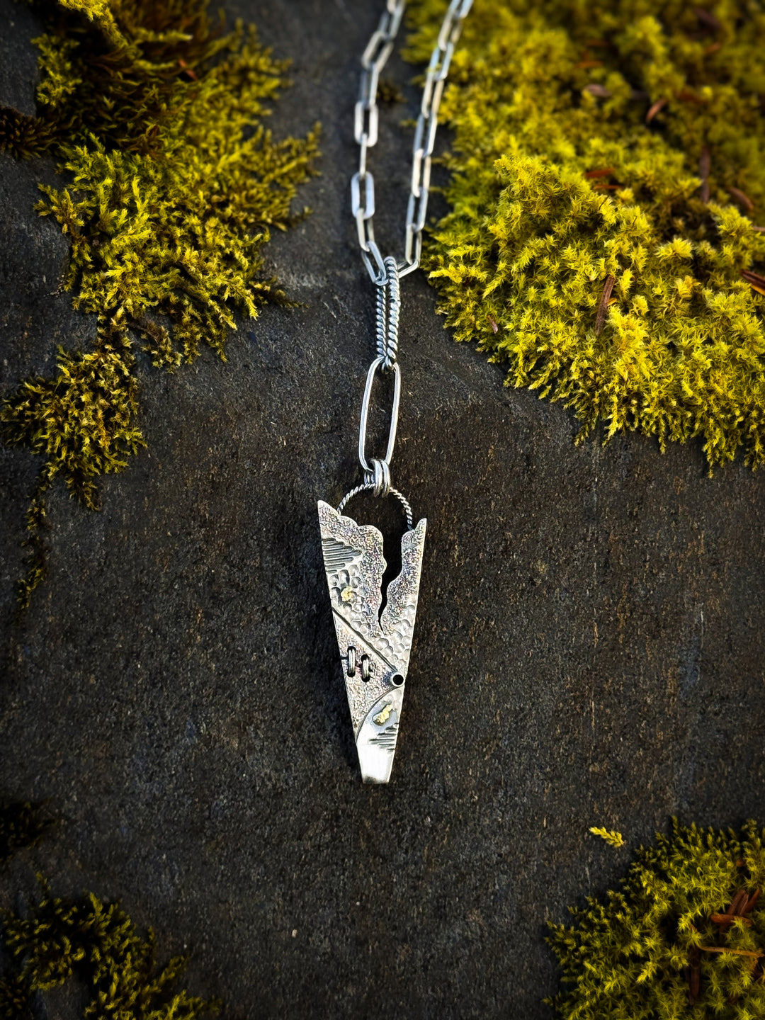 Summit Gold Nugget Silver Weaved Pendant