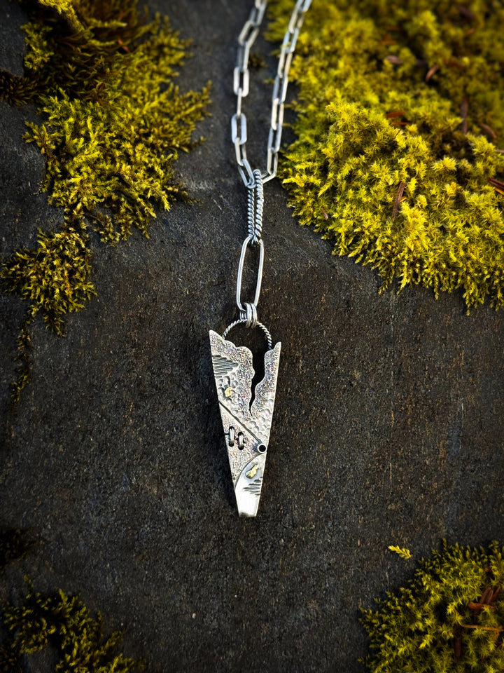 Summit Gold Nugget Silver Weaved Pendant