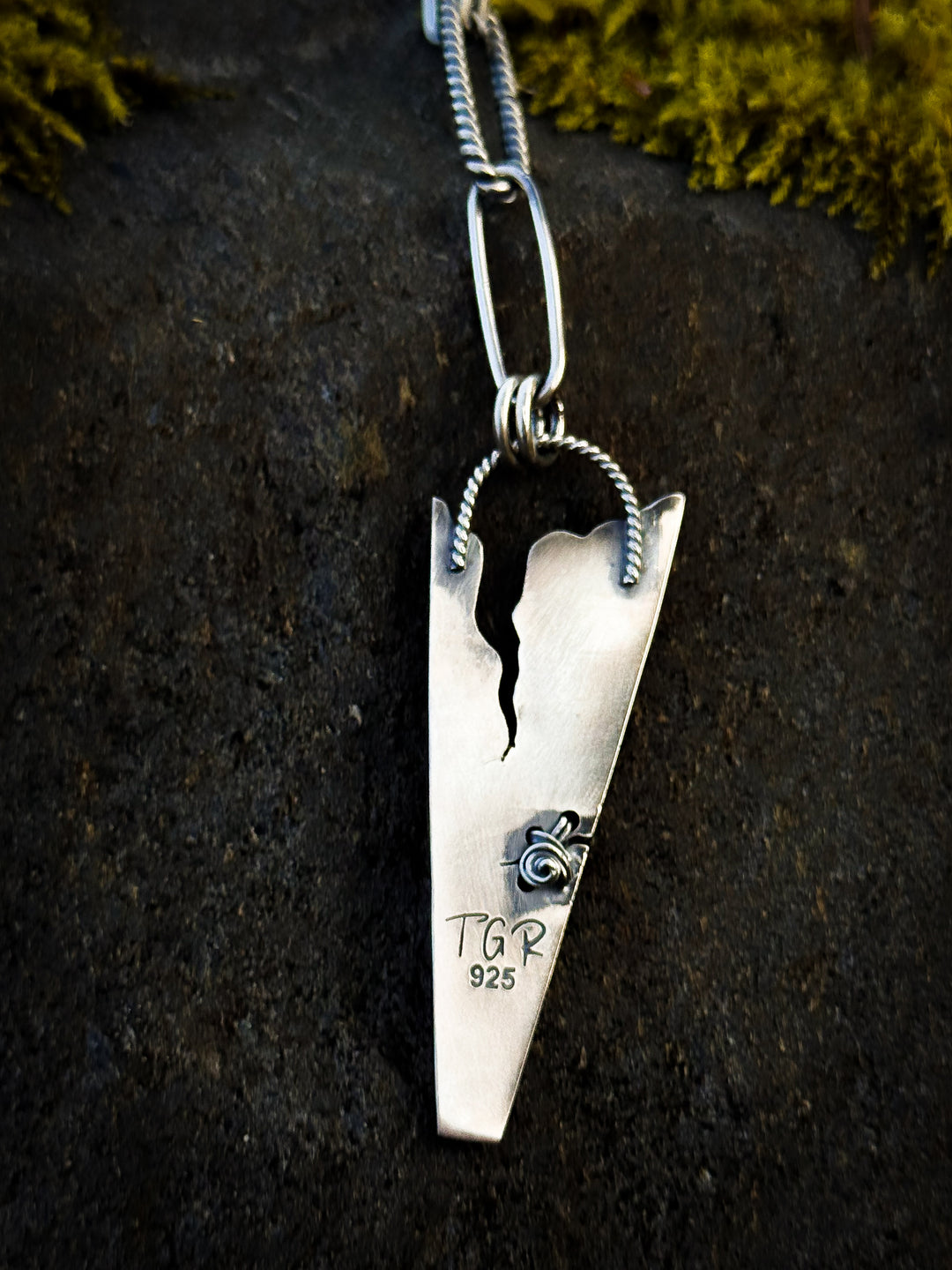 Summit Gold Nugget Silver Weaved Pendant