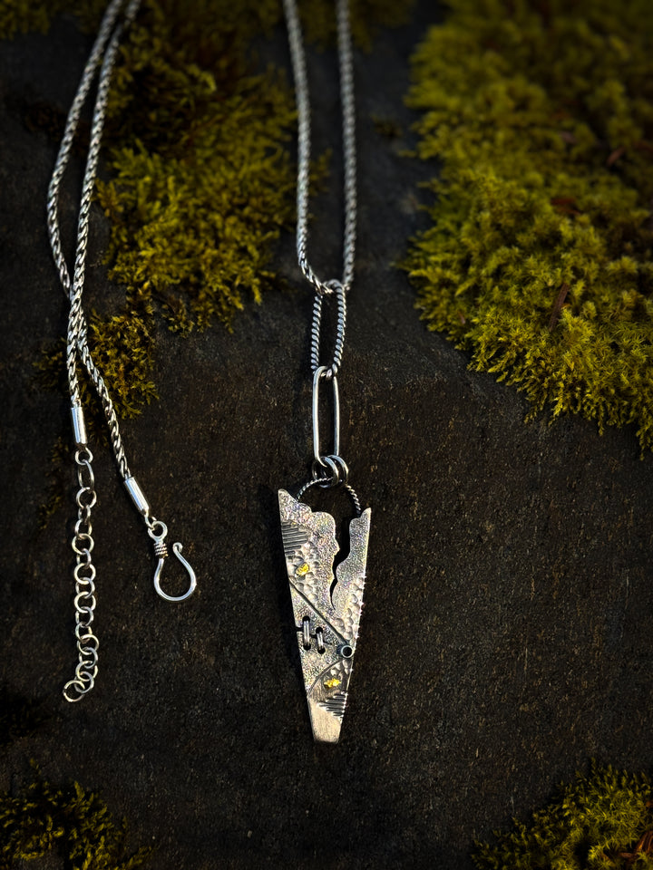 Summit Gold Nugget Silver Weaved Pendant