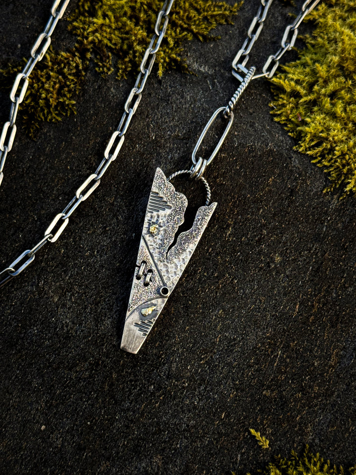 Summit Gold Nugget Silver Weaved Pendant