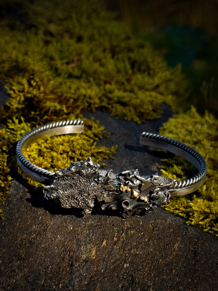 Terrain Silver & Gold Nugget Cuff