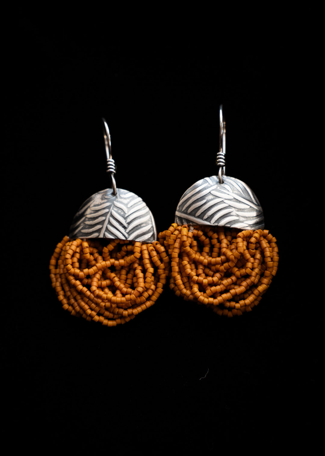 Autumn Lore Swings - Mustard Beaded Earrings