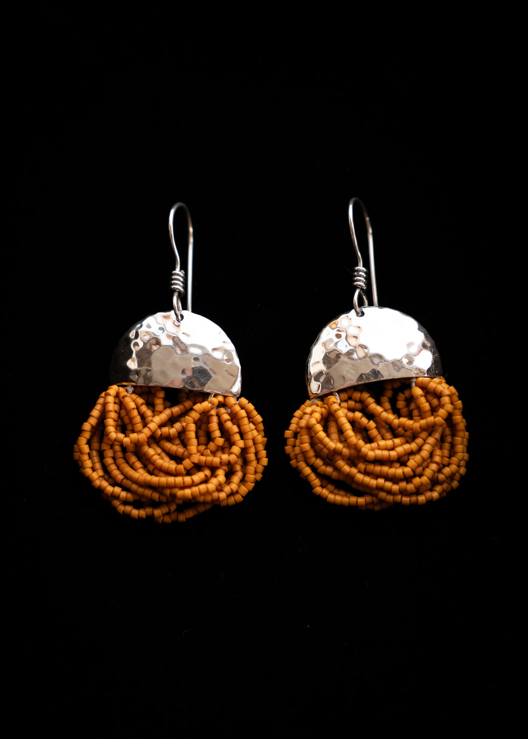 Autumn Lore Swings - Mustard Beaded Earrings