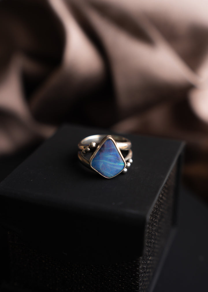 Custom Boulder Opal Split Shank Ring