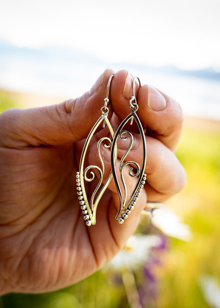 Duskfire | Sterling Silver Statement Leaf Earrings | Mewali Meadows