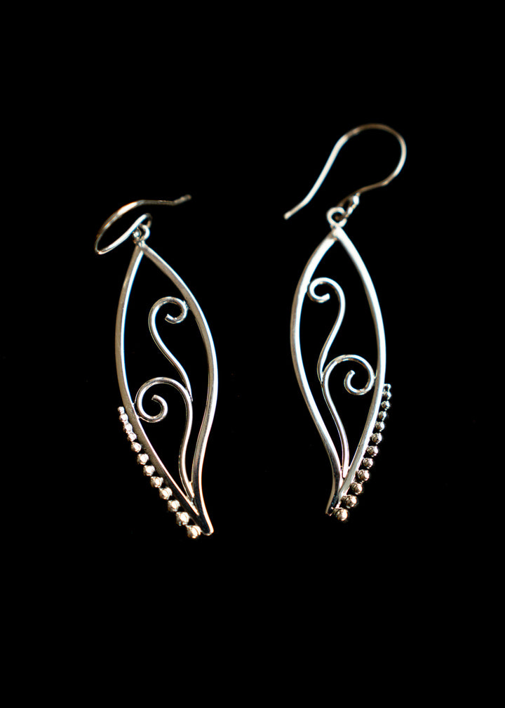 Duskfire | Sterling Silver Statement Leaf Earrings | Mewali Meadows