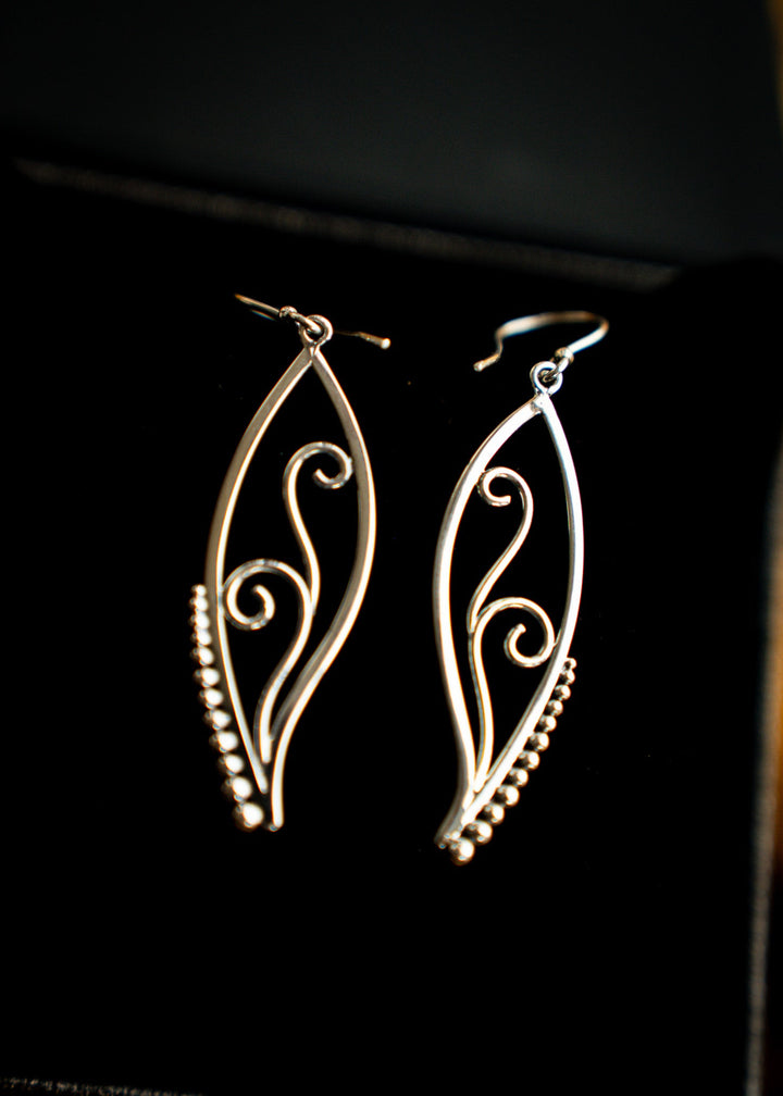 Duskfire | Sterling Silver Statement Leaf Earrings | Mewali Meadows
