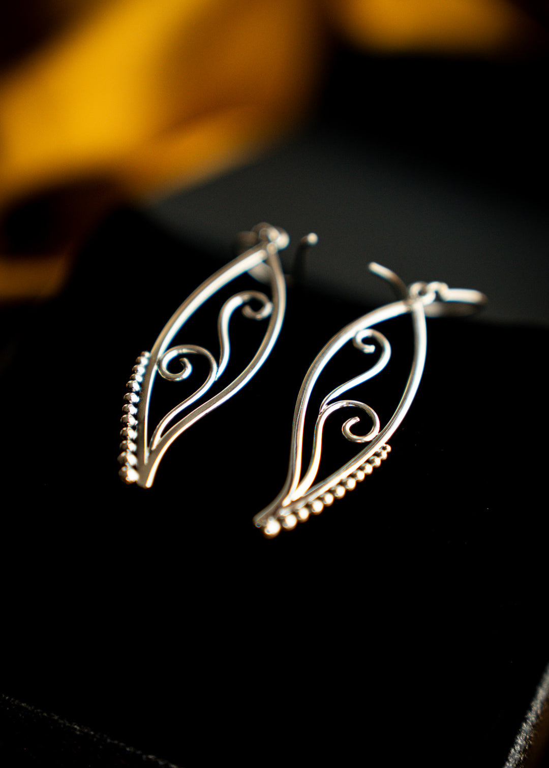 Duskfire | Sterling Silver Statement Leaf Earrings | Mewali Meadows
