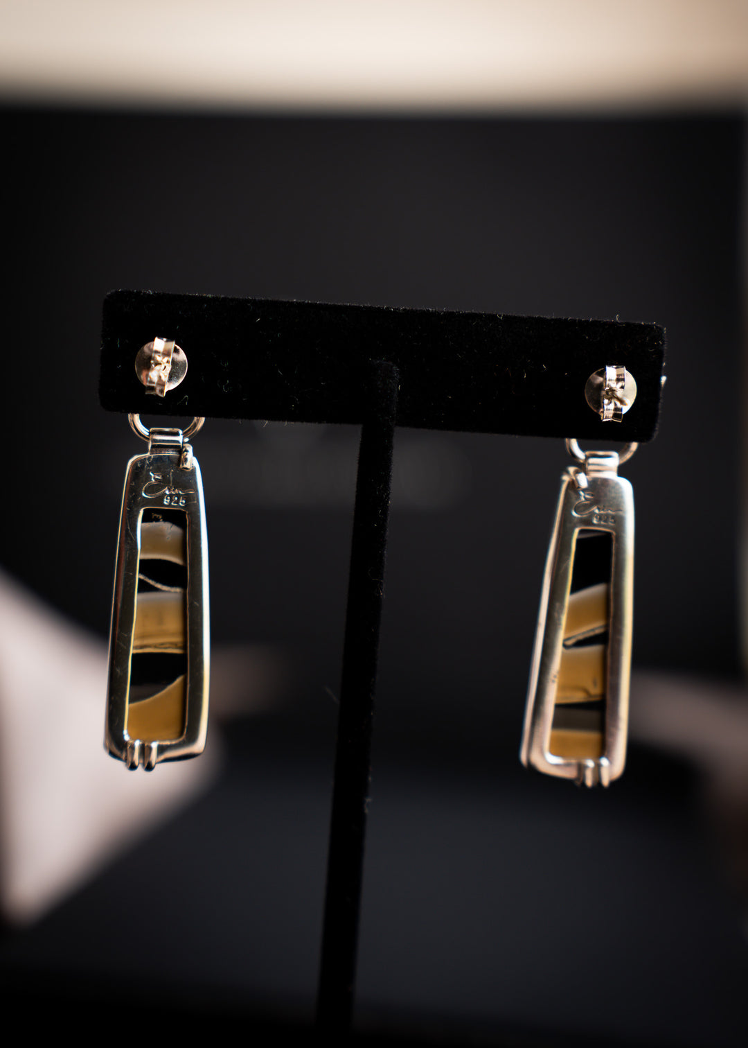 Fryite Jasper Lotus Post Long Drop Earrings