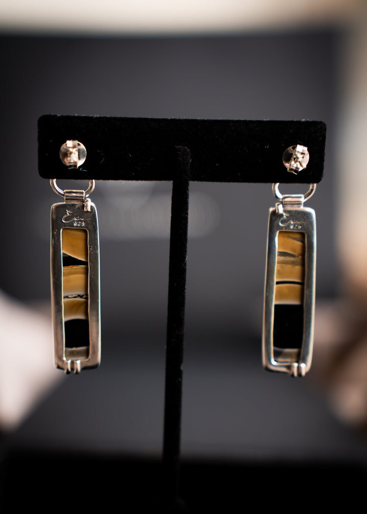 Fryite Jasper Lotus Post Bar Earrings