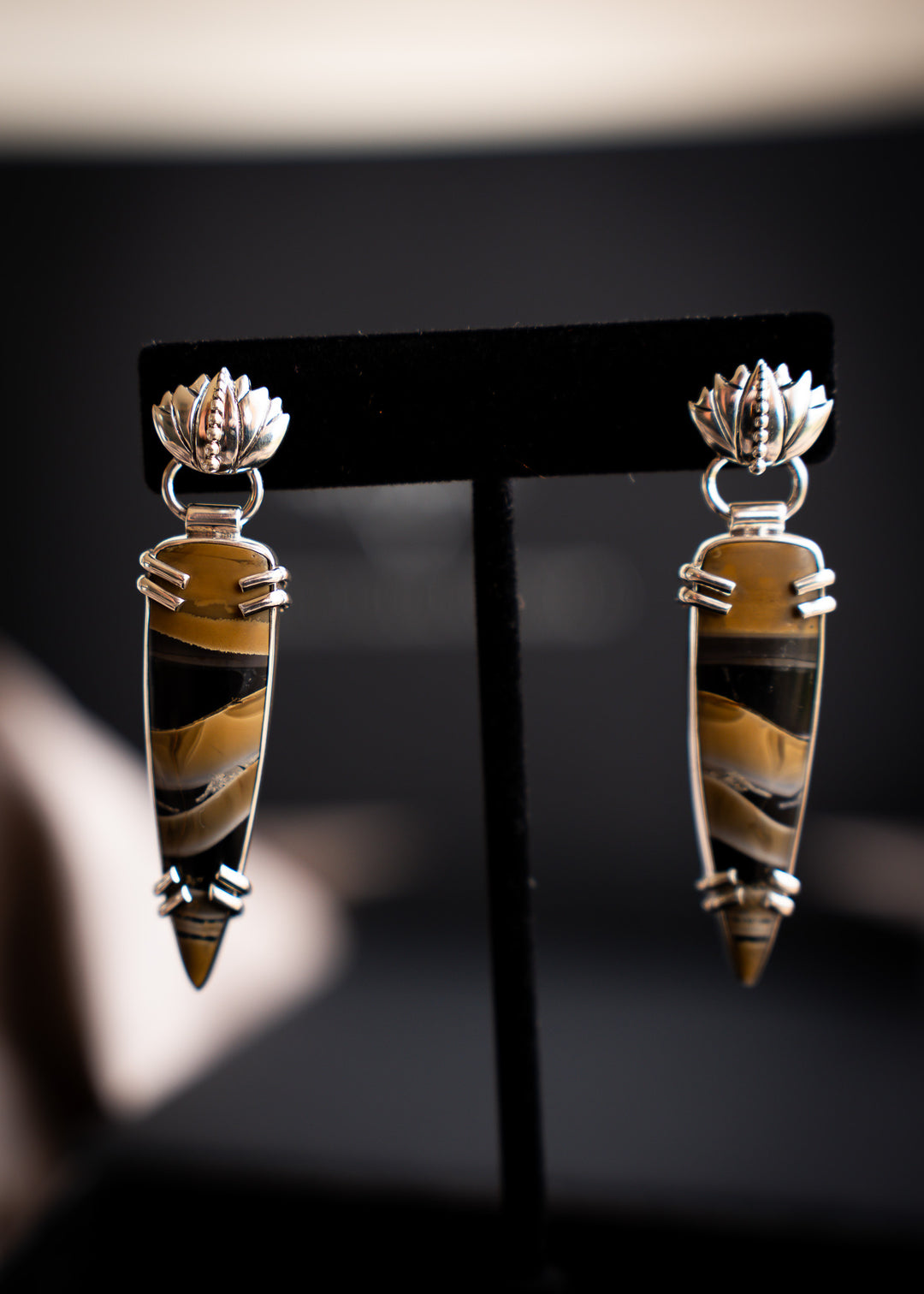 Fryite Jasper Lotus Post Point Earrings