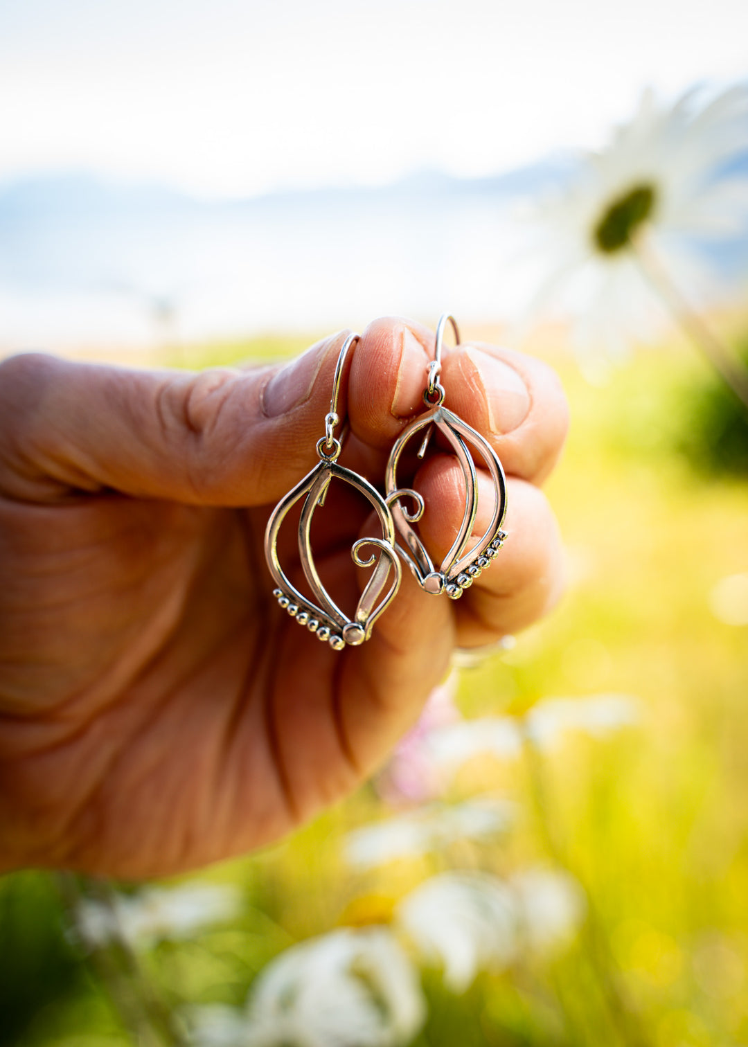 Nightsong | Sterling Silver Marquise Leaf Earrings | Mewali Meadows