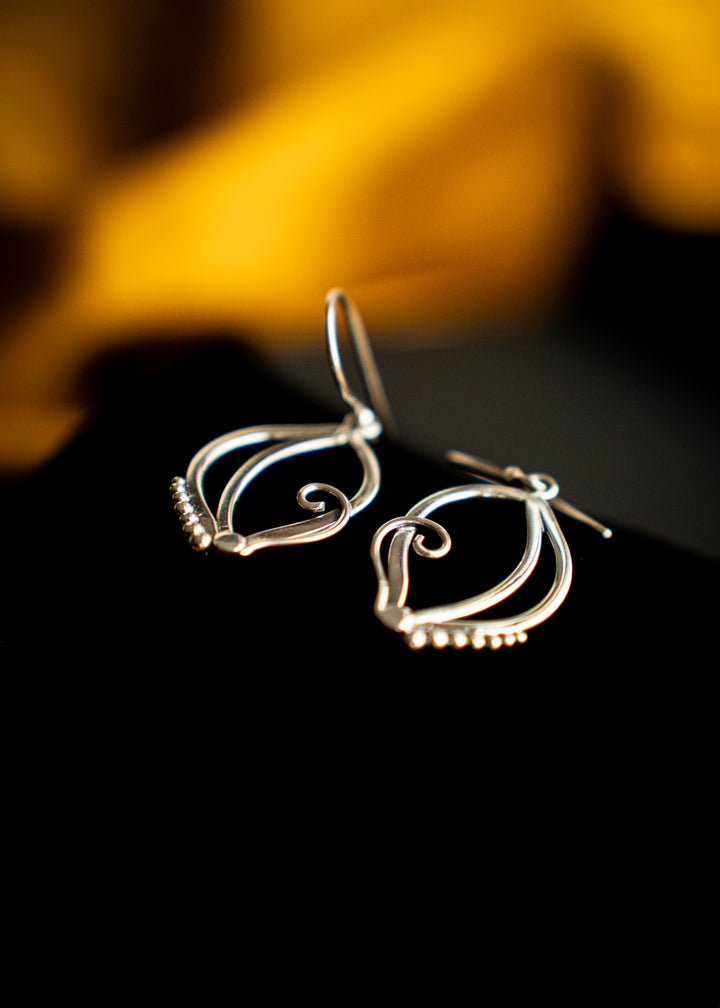 Nightsong | Sterling Silver Marquise Leaf Earrings | Mewali Meadows