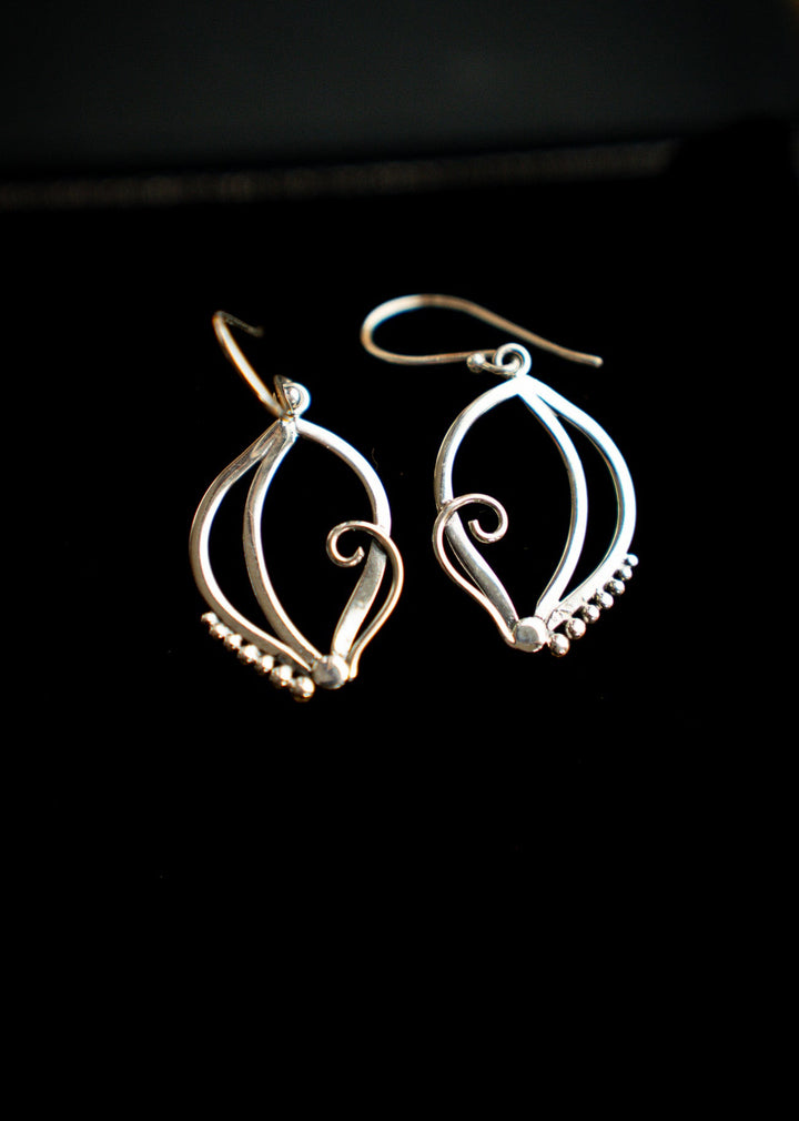 Nightsong | Sterling Silver Marquise Leaf Earrings | Mewali Meadows