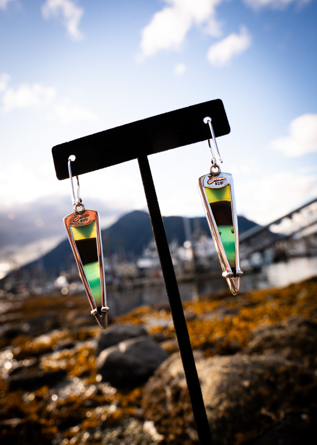 Opalwood Dagger Earrings with Granulation