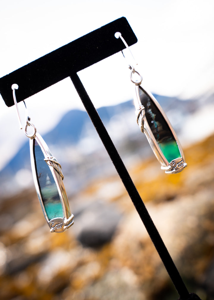 Opalwood Blade Earrings with Silver Leaf