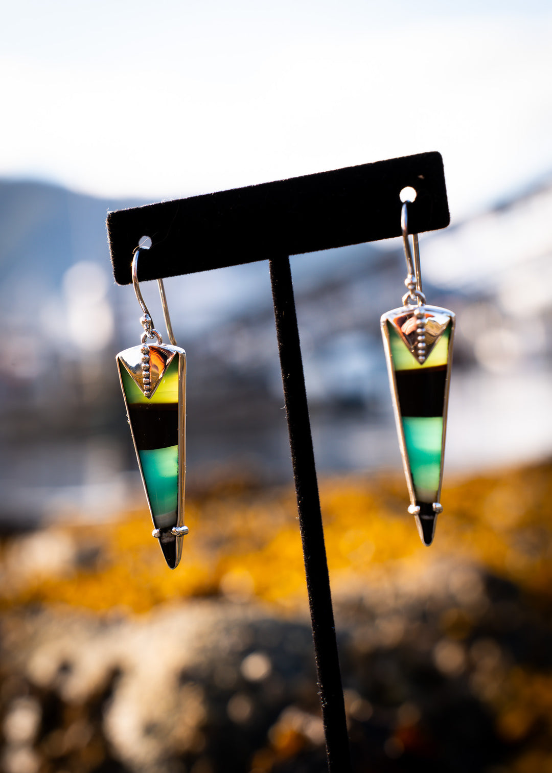 Opalwood Dagger Earrings with Granulation