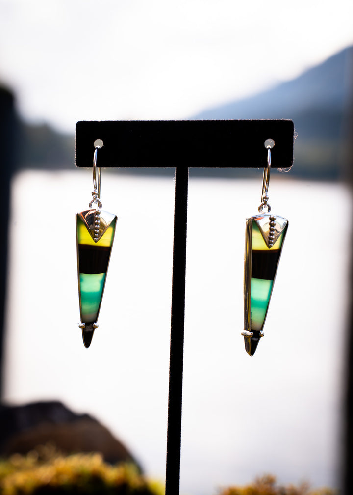 Opalwood Dagger Earrings with Granulation