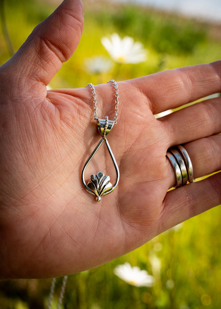 Padma | Sterling Silver Lotus Pendant | Mewali Meadows