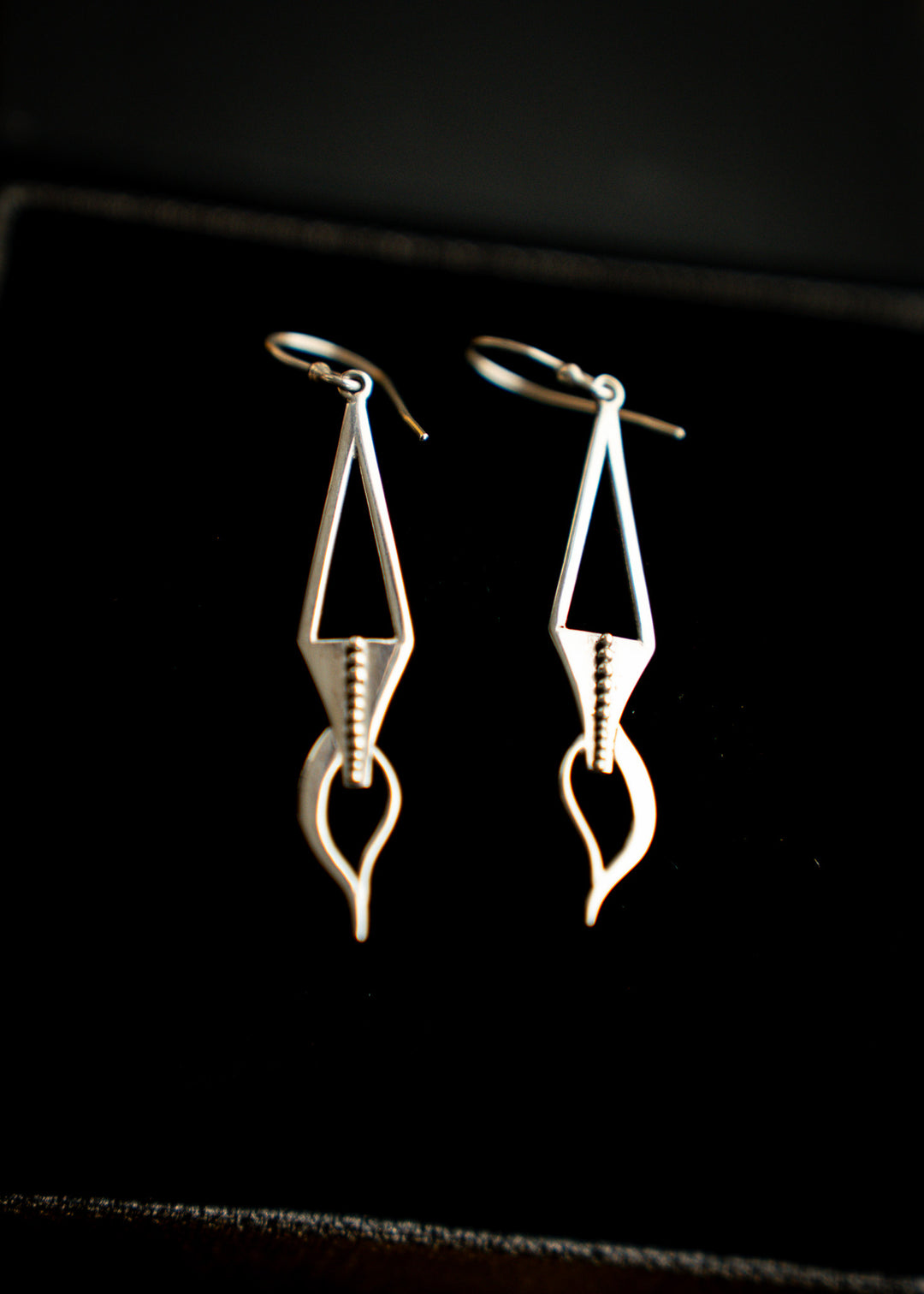 Quill | Sterling Silver Feather Drop Earrings | Mewali Meadows