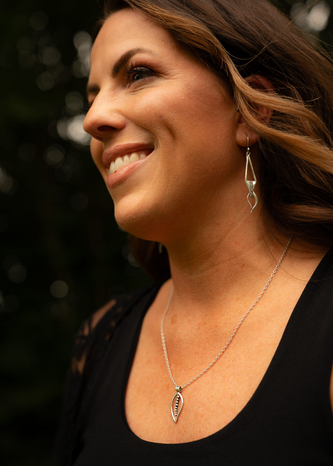 Quill | Sterling Silver Feather Drop Earrings | Mewali Meadows