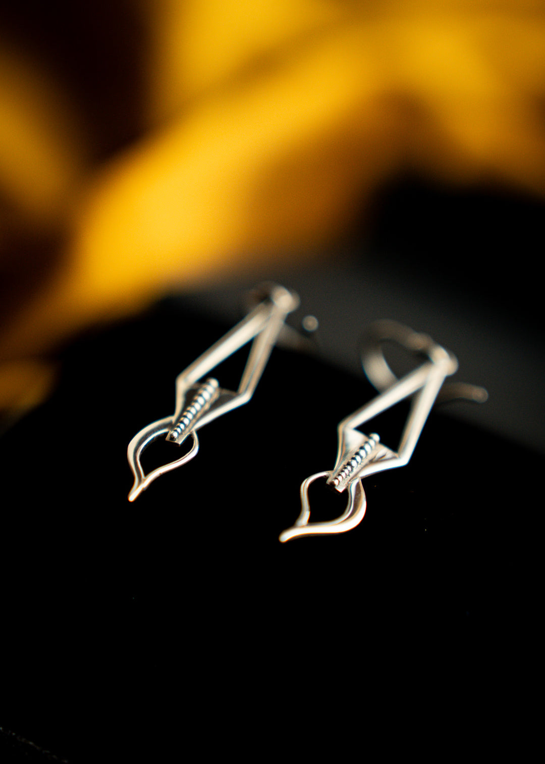 Quill | Sterling Silver Feather Drop Earrings | Mewali Meadows