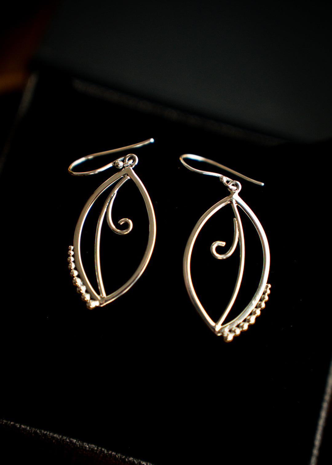 Sonnet | Sterling Silver Marquise Leaf Earrings | Mewali Meadows