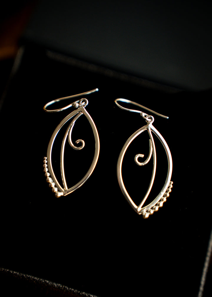 Sonnet | Sterling Silver Marquise Leaf Earrings | Mewali Meadows