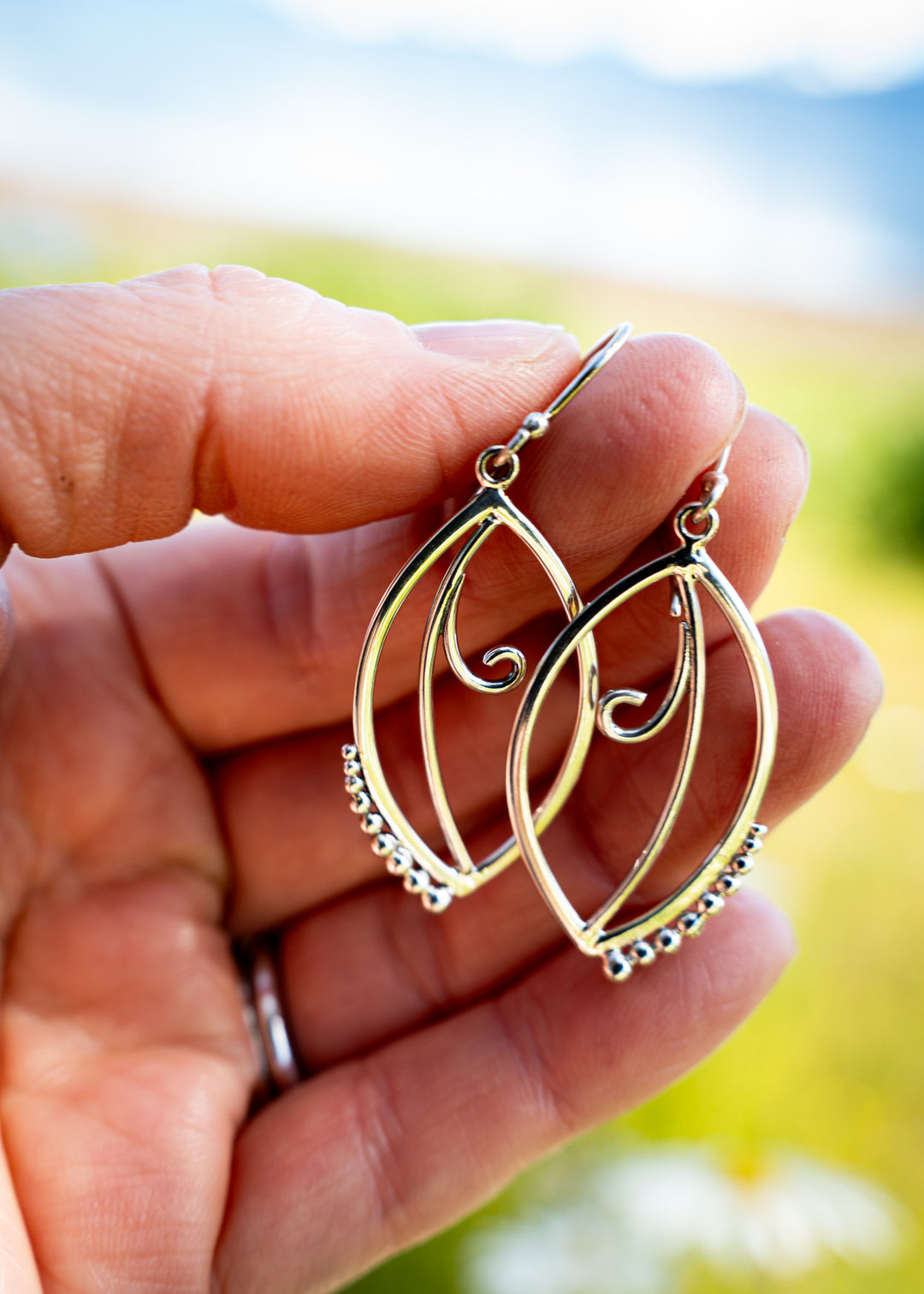 Sonnet | Sterling Silver Marquise Leaf Earrings | Mewali Meadows