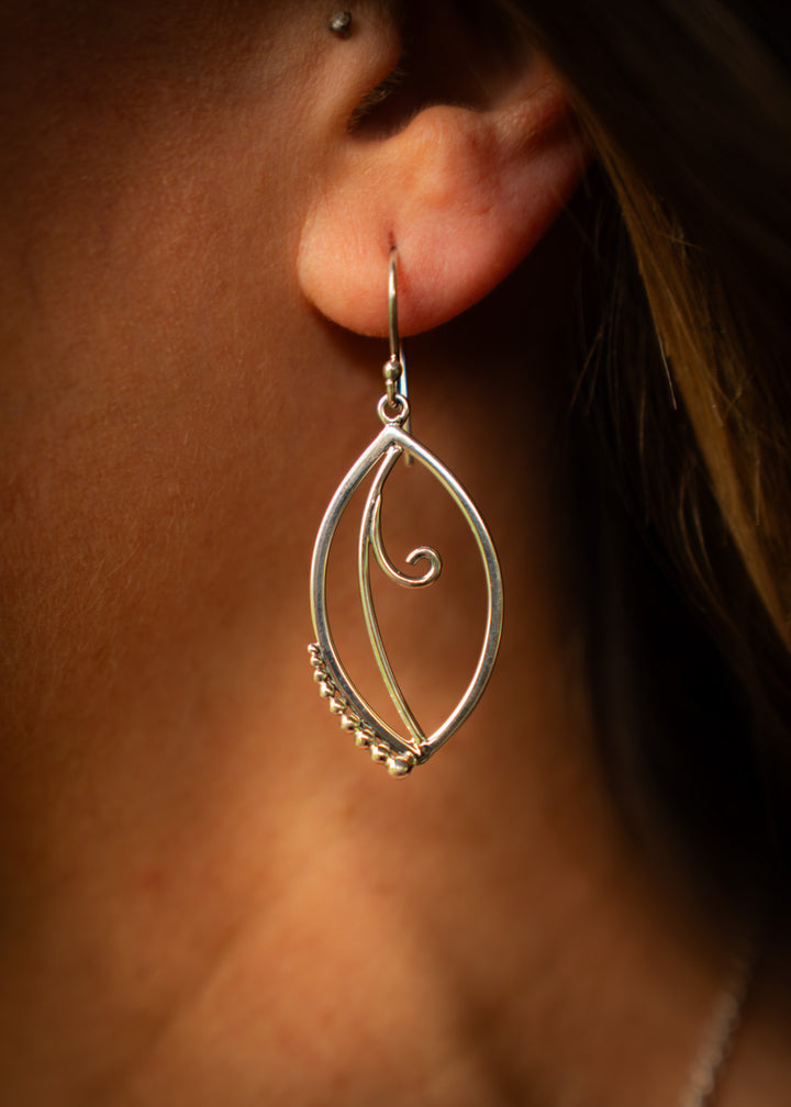Sonnet | Sterling Silver Marquise Leaf Earrings | Mewali Meadows