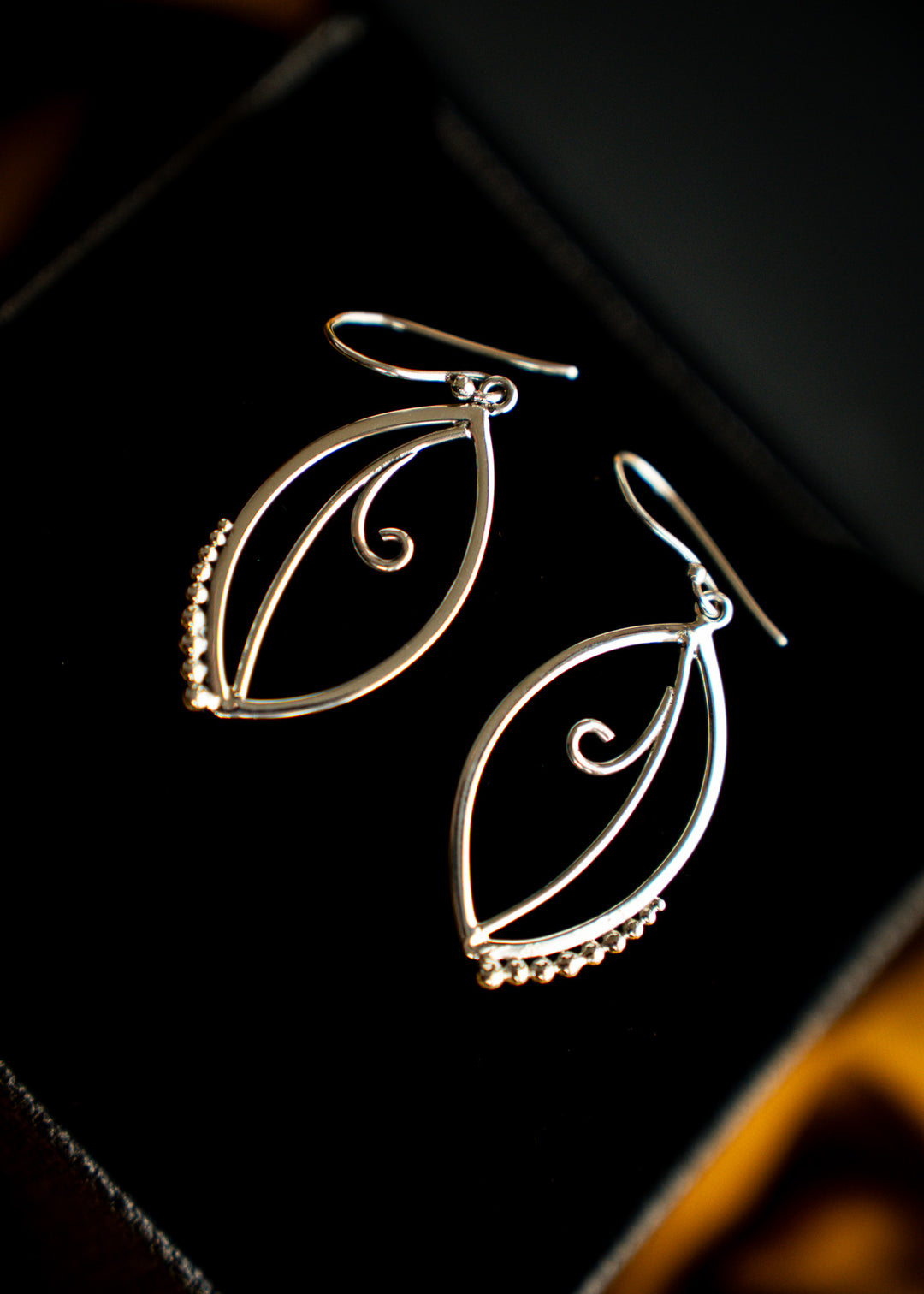 Sonnet | Sterling Silver Marquise Leaf Earrings | Mewali Meadows