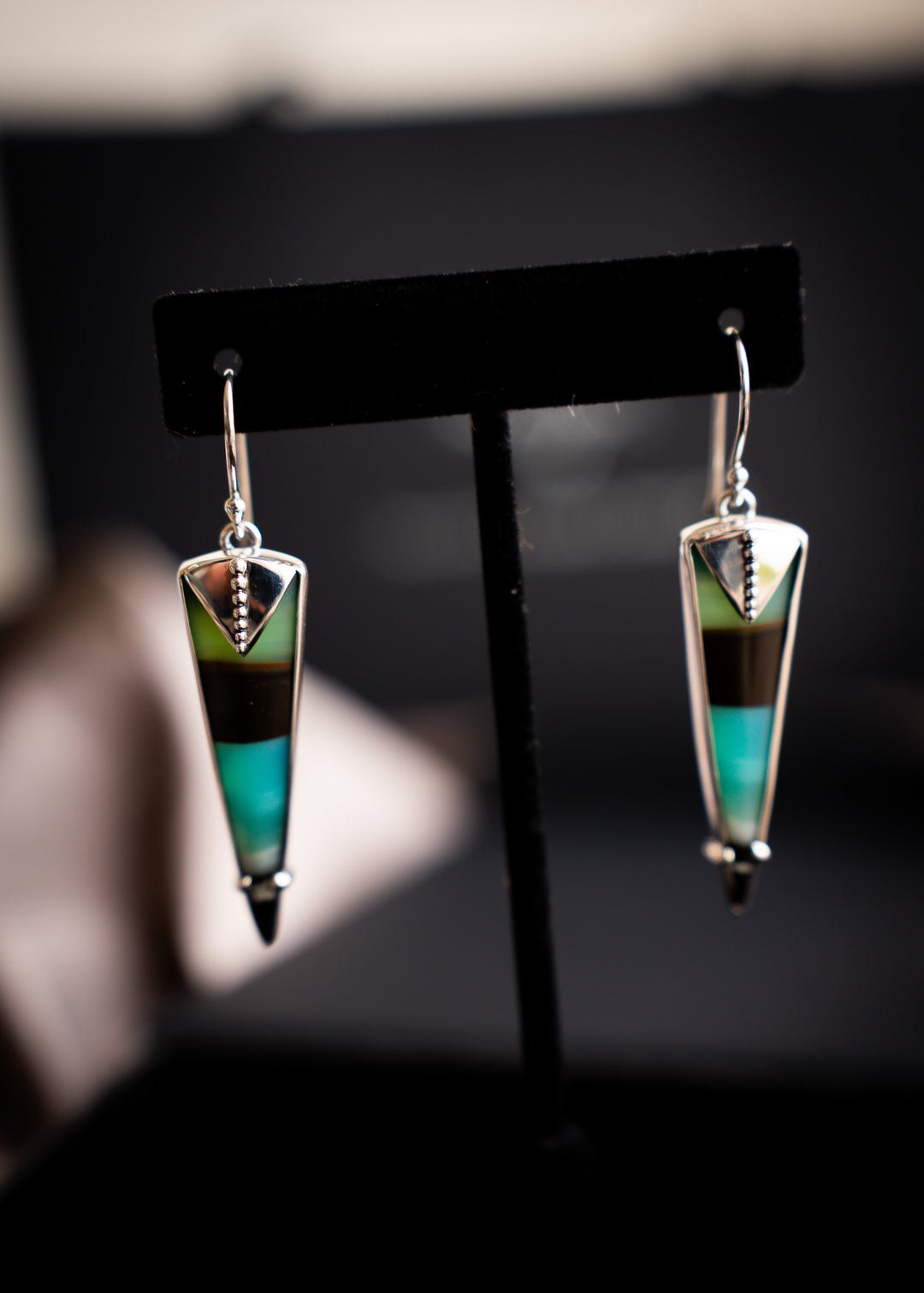 Opalwood Dagger Earrings with Granulation
