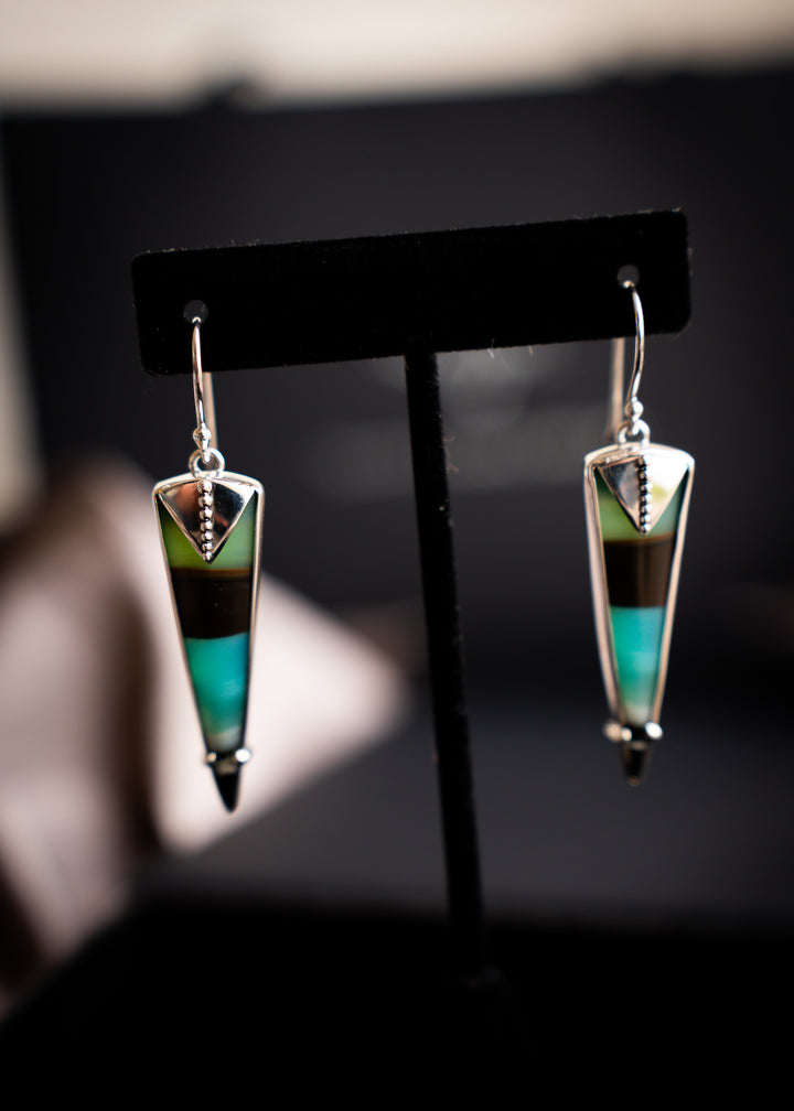 Opalwood Dagger Earrings with Granulation