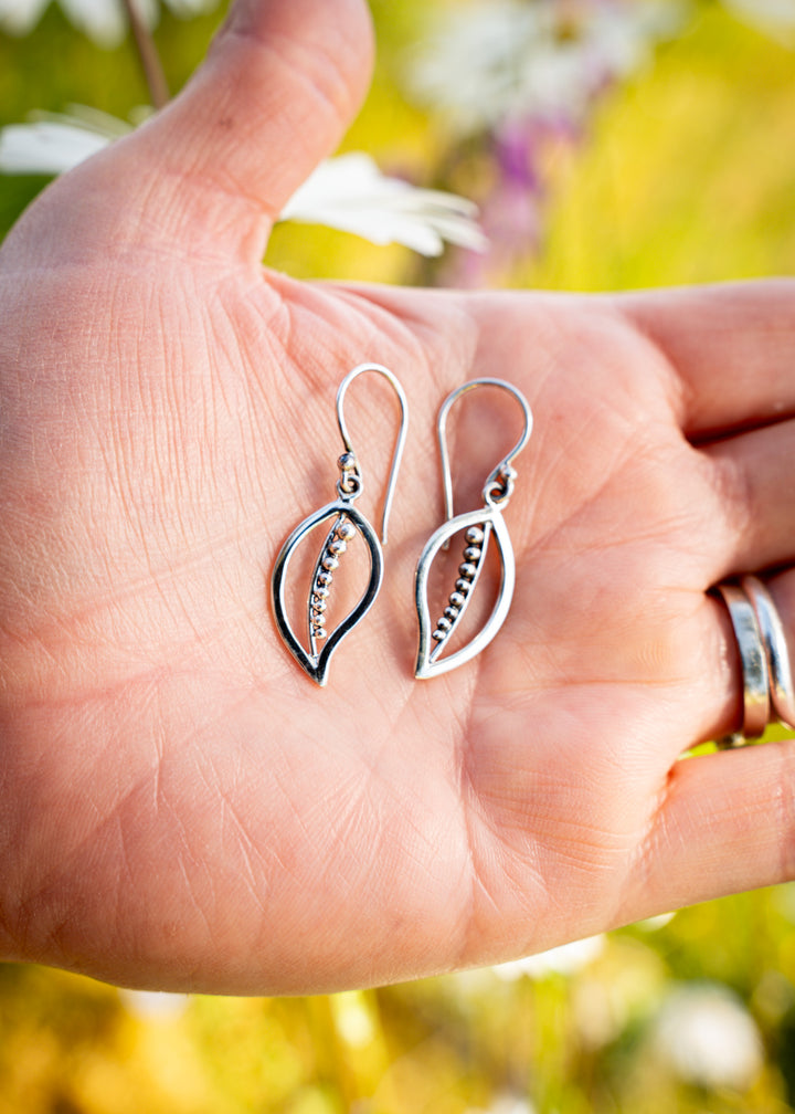 Whisper | Sterling Silver Leaf Earrings | Mewali Meadows