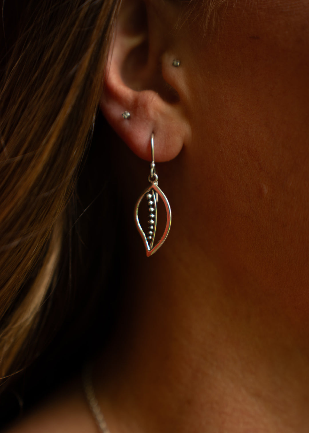 Whisper | Sterling Silver Leaf Earrings | Mewali Meadows