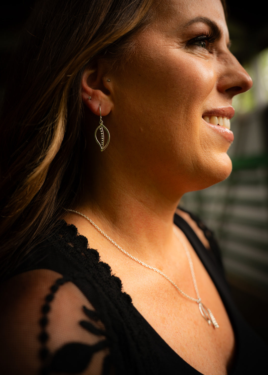 Whisper | Sterling Silver Leaf Earrings | Mewali Meadows