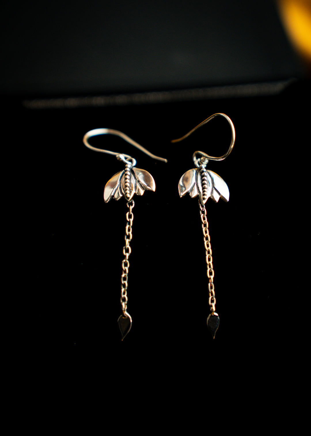 Windchime | Sterling Silver Lotus Dangle Earrings | Mewali Meadows