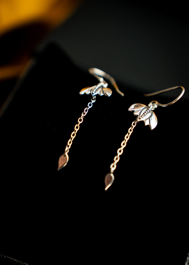 Windchime | Sterling Silver Lotus Dangle Earrings | Mewali Meadows